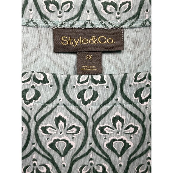 Style & Co Plus 3X Minty Turquoise Elbow Sleeve Tee Shirt 60% Cotton 40% Polyest - Picture 7 of 9